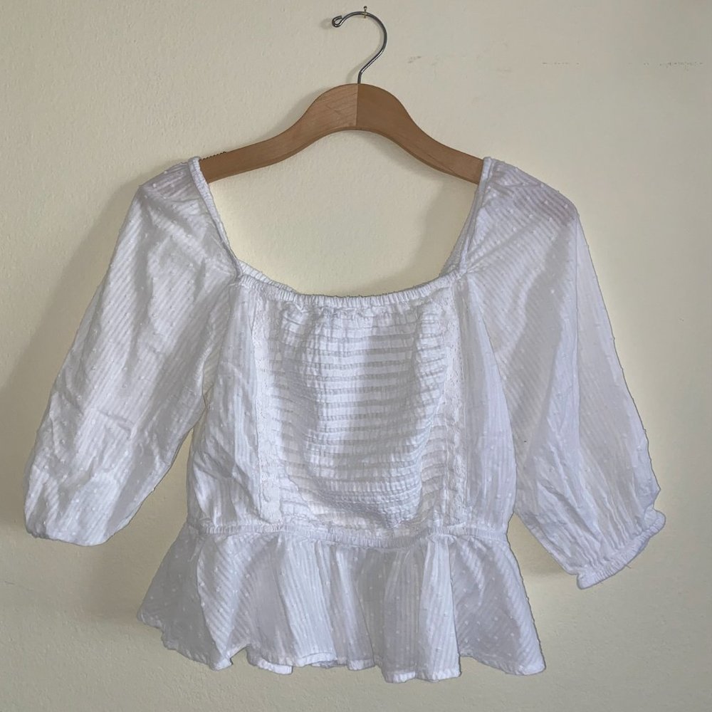 White Peasant Blouse Top M